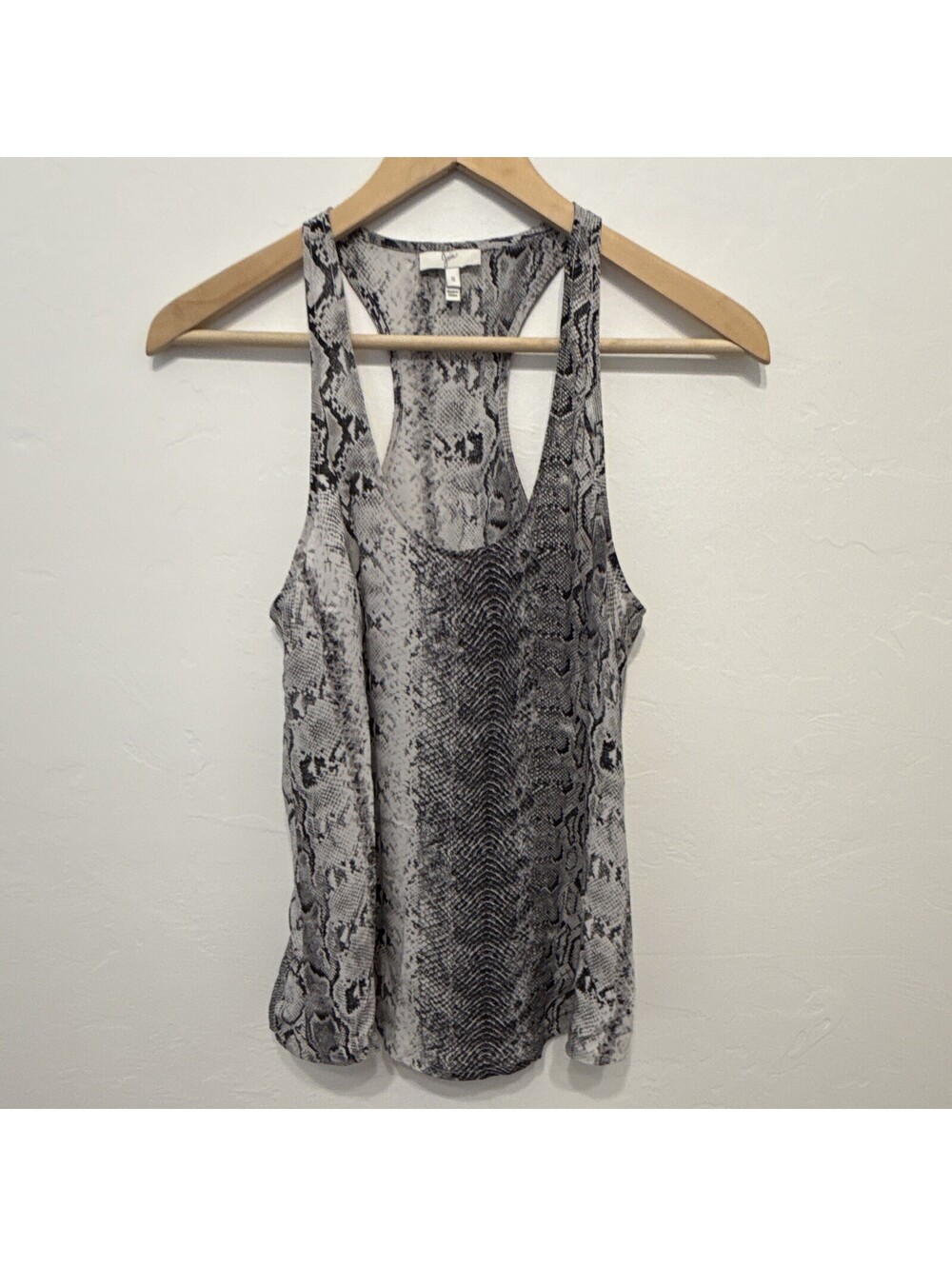 Joie S Gray Black Silk Chiffon V-Neck Racerback Snake Print Tank J156-21196C